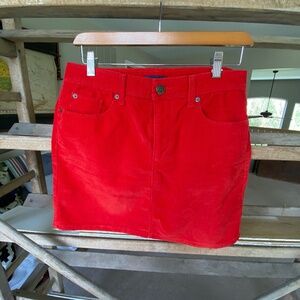 Red Corduroy Mini Skirt